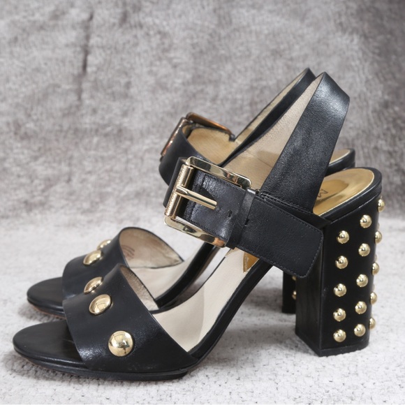 Michael Kors Shoes - Edgy Michael Kors Studded “Linden” Block Heel Sandals Sz 8